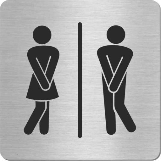 Tabliczka TOALETA DAMSKO-MĘSKA WC STAL NIERDZEWNA