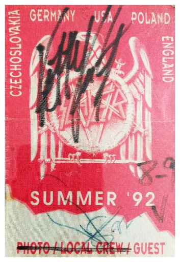 SLAYER plakietka z koncertu ZABRZE 1992 AUTOGRAFY