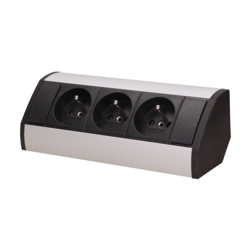 Gniazdo meblowe 3x2P+Z, czarno-srebrne