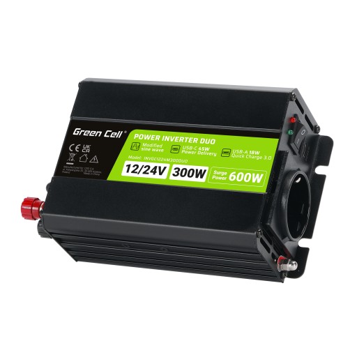 Przetwornica samochodowa Green Cell GC Duo 12V i 24V 300W / 600W USB-C 45W
