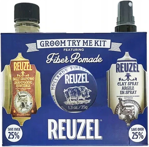 Reuzel Zestaw Fiber - Szampon Pomada Spray idealny na prezent dla mężczyzny