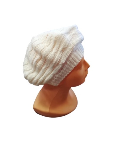 BERET francuski szydełkowany BIAŁY