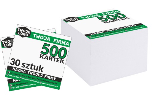 KOSTKI Reklamowe BLOCZKI 500 kartek LOGO 30 sztuk