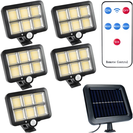 5xWODOODPORNA LAMPA SOLARNA LED OGRODOWA NA PILOTA