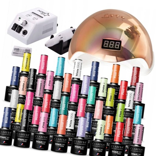 50x LAKIER HYBRYDOWY CLARESA + GRATIS lampa frezar