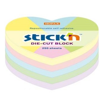 NOTES SERCE, 64X67MM, MIX 5 KOL. PASTELOWYCH, 250K