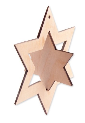Drewniana zawieszka gwiazda 3D Decor 11cm Scrapki