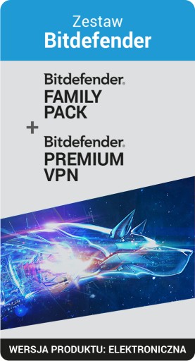 Zestaw Bitdefender Family Pack 15 STAN/ 1ROK i Premium VPN 10 STAN/ 1ROK