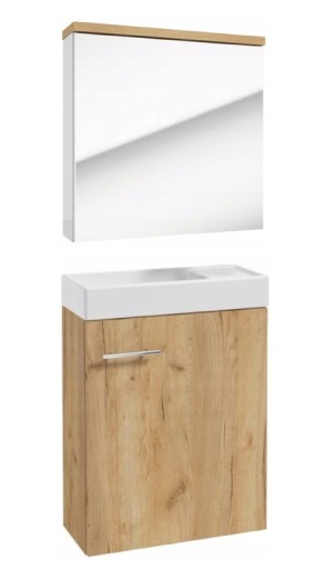 Zestaw szafka łazienkowa z umywalką 50x70+szafka z lustrem 50x60 dąb craft
