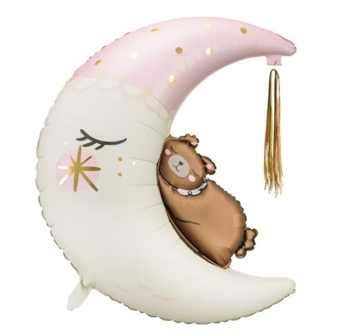 Miś na Księżycu Baby Shower Chrzest Dziewczynka
