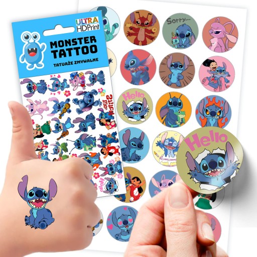 ZESTAW NAKLEJKI + TATUAŻE DLA DZIECI DZIECIĘCE STITCH JAKOŚĆ