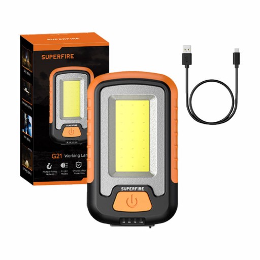SUPERFIRE MOCNA LAMPA LATARKA WARSZTATOWA LED COB AKUMULATOROWA POWERBANK