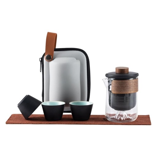 Portable Teapot Travel Ceramic Tea Pot Set black
