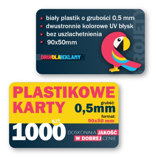 KARTY PLASTIKOWE RABATOWE KLIENTA PVC 0,5mm 1000st