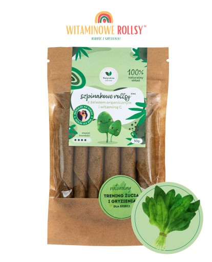 Szpinakowe rollsy z żelazem i witaminą C warzywna przekąska witaminowa 50g