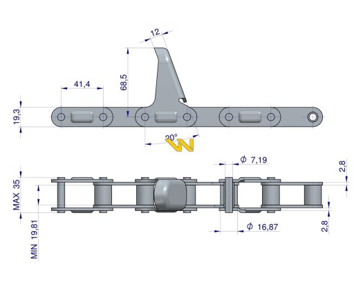 Łańcuch przystawki CA550 x 54A LV41NF1 Laverda