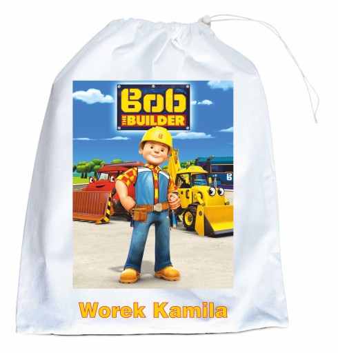 Bob Budowniczy worek biały kapcie szkoła+imię