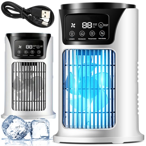 KLIMATOR PRZENOŚNY USB LED RGB NA WODĘ LÓD CHŁODZĄCY WIATRAK WENTYLATOR