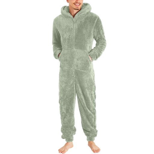 PIŻAMA ZIMOWY MĘSKA ROZPINANA CIEPŁA DŁUGI RĘKAW ONESIE