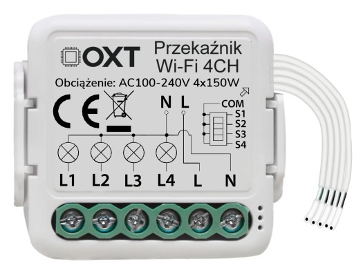 Moduł OXT mini przekaźnik 4 obwody WiFi TUYA