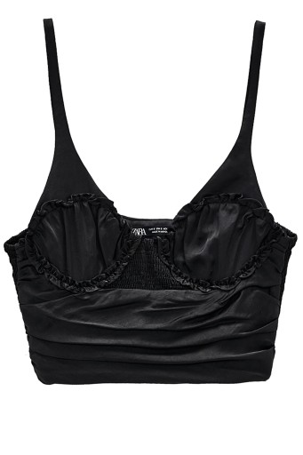 D1A015 ZARA__Y06 SATYNOWY TOP MARSZCZENIE__S