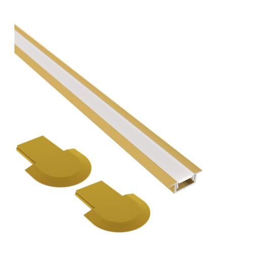 Profil LED Aluminiowy do Taśm 10mm Wpuszczany Mleczny Klosz 2m Złoty