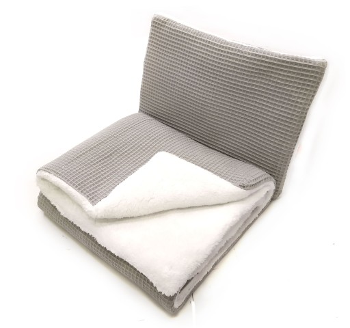 KOŁDERKA KOCYK ZIMOWY 100X75 WAFEL BARANEK MIŚ
