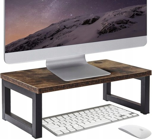 DREWNIANY STOLIK VINTAGE NA MONITOR LAPTOP 40 cm