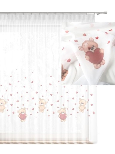 Firany Dla Dzieci Woalowe Firana Gotowa Dziecięca Woal Misie Taśma s430x140