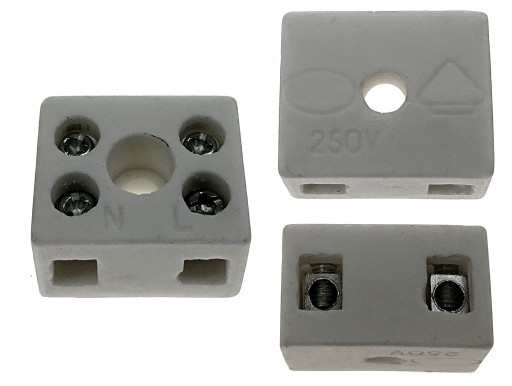 KOSTKA ELEKTRYCZNA CERAMICZNA ZŁĄCZKA 230V 16A 2P Szybkozłączka przewodów