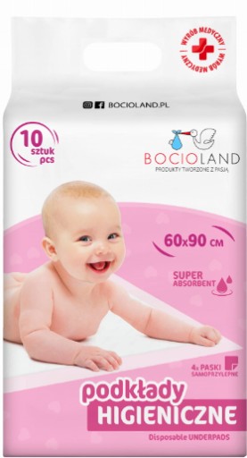 BOCIOLAND PODKŁAD HIGIENICZNY JEDNORAZOWY 60x90 NA PRZEWIJAK 10szt.