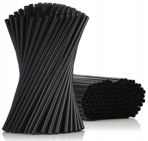 Słomki plastikowe jednorazowe 7/220mm 500 sztuk Shake czarne Jumbo PapStar