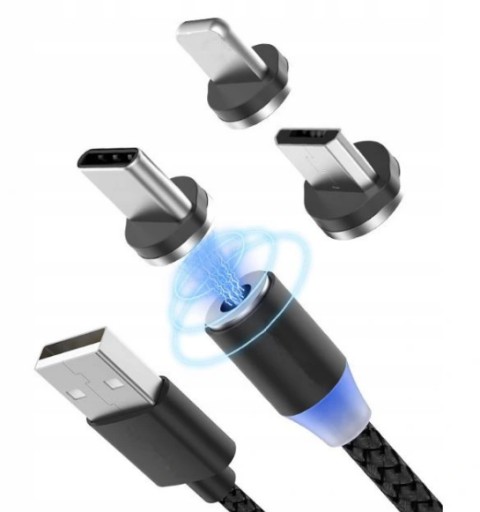 KABEL IPHONE MICRO USB C MAGNETYCZNY 3W1 1M