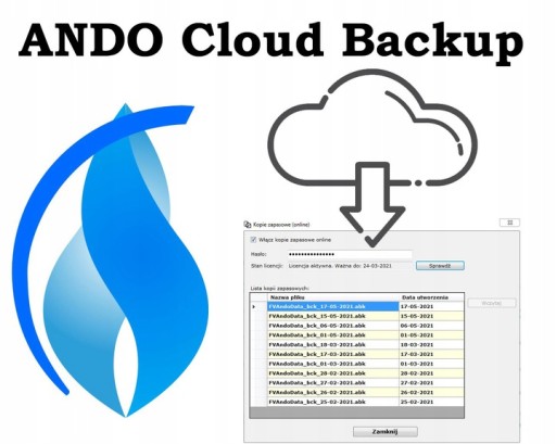 Ando Cloud Backup 2024 - Kopia Zapasowa Danych Programu do Faktur Ando