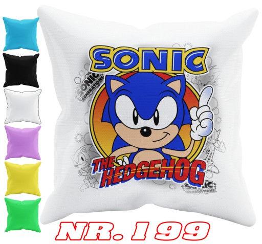 POSZEWKA NA PODUSZKĘ JAŚKA DO PRZEDSZKOLA SONIC JEŻYK + IMIĘ GRATIS