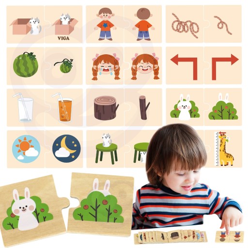 UKŁADANKA MONTESSORI DREWNIANA EDUKACYJNA DOPASUJ PRZECIWIEŃSTWA VIGA 18M+
