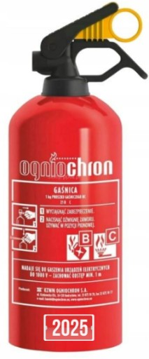 GAŚNICA SAMOCHODOWA PROSZKOWA OGNIOCHRON BC/MP 1kg | ROK PRODUKCJI 2025