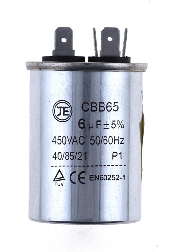 Kondensator rozruchowy silnikowy 6uF/450VAC CBB65 metalowa obudowa 40mm