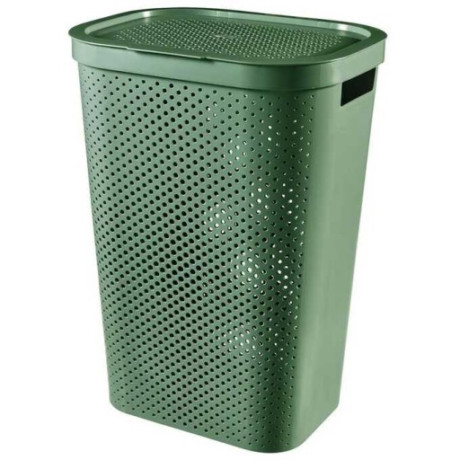 KOSZ NA PRANIE BIELIZNĘ CURVER INFINITY 60 L ZIELONY DO PRALNI ŁAZIENKI