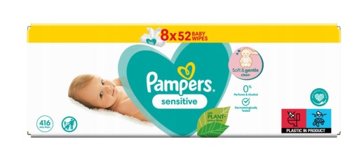 Pampers Sensitive Chusteczki Nawilżane 8 x 52 szt RAZEM 416 szt !