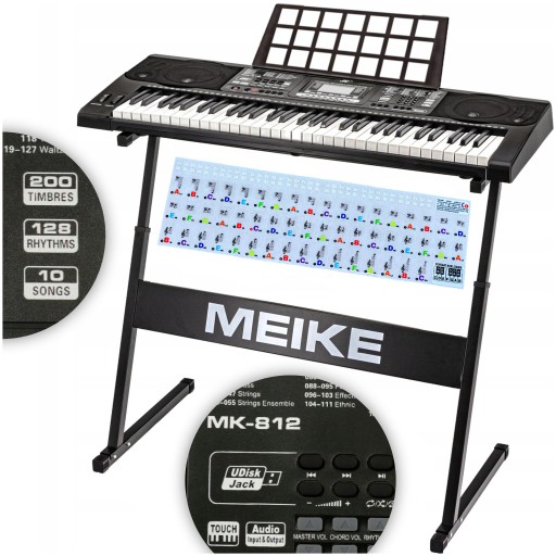 ZESTAW KEYBOARD + STATYW do Keyboardu + PULPIT NA NUTY NAKLEJKI na Klawisze
