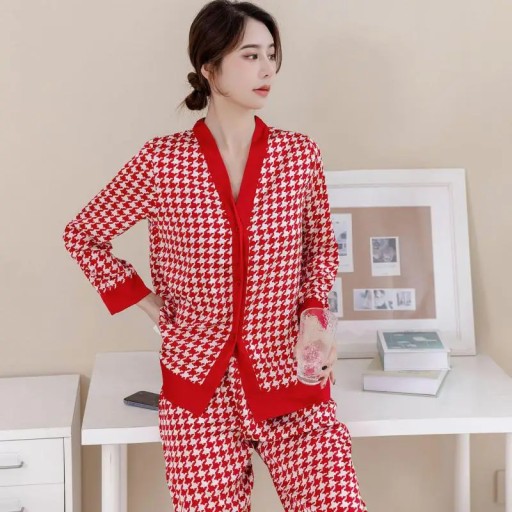 2PCS Pajamas Suit Long Sleeve Pyjamas Sexy Women S