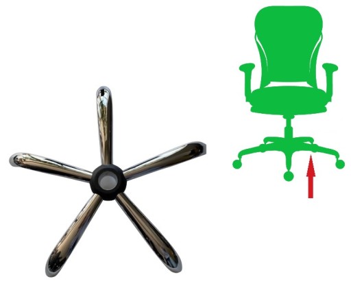 Chromowany mocny KRZYŻAK krzesła FOTELA obrotowego biurowego PODSTAWA 60 cm