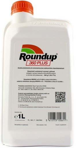 ROUNDUP 360 PLUS 1L RANDAP ŚRODEK OPRYSK NA WSZYSTKIE CHWASTY Z GLIFOSAT