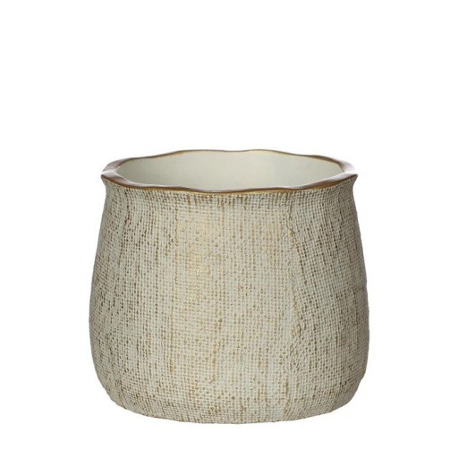 CERAMICZNA OSŁONKA DONICZKA 13 CM KREMOWA / BEŻOWA