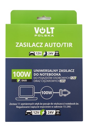 ZASILACZ SAMOCHODOWY DO LAPTOPA 100W 12V 24V VOLT POLSKA TIR