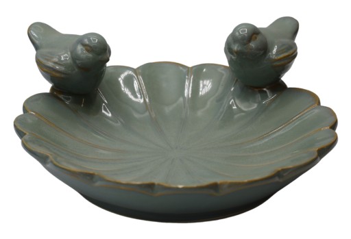 POIDEŁKO KARMNIK DLA PTAKÓW OSŁONKA Z PTASZKAMI CERAMICZNA MAŁA