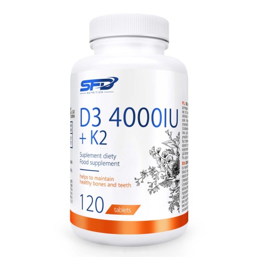 SFD WITAMINA D3 4000 + K2 MK-7 120TAB ODPORNOŚĆ ZMĘCZENIE KÓŚCI ZĘBY STAWY