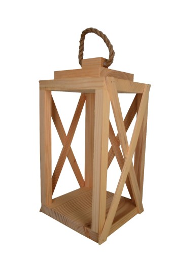 Lampion Drewniany Naturalny 37 cm XXL