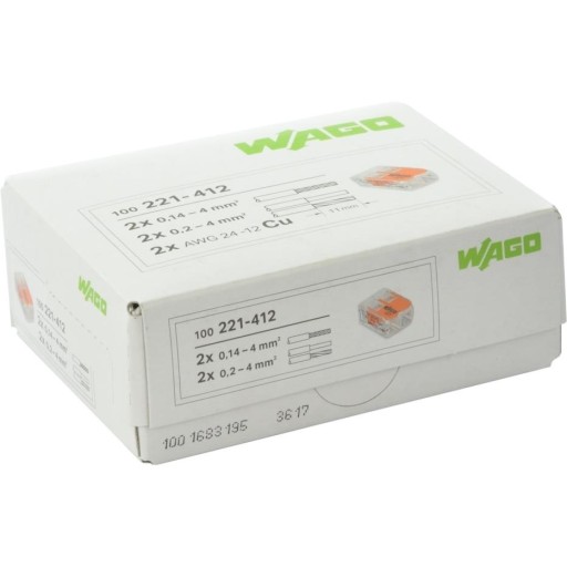 WAGO SZYBKOZŁĄCZKA DRUT/LINKA 2x4mm 221-412 100szt